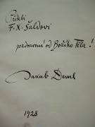 Dedication of J. Deml to F.X.Šalda