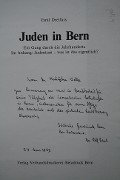 Dedication from R.Bloch (President of the Swiss Jewish Community) to Š.Adler. Taken from work of O.Konopíková