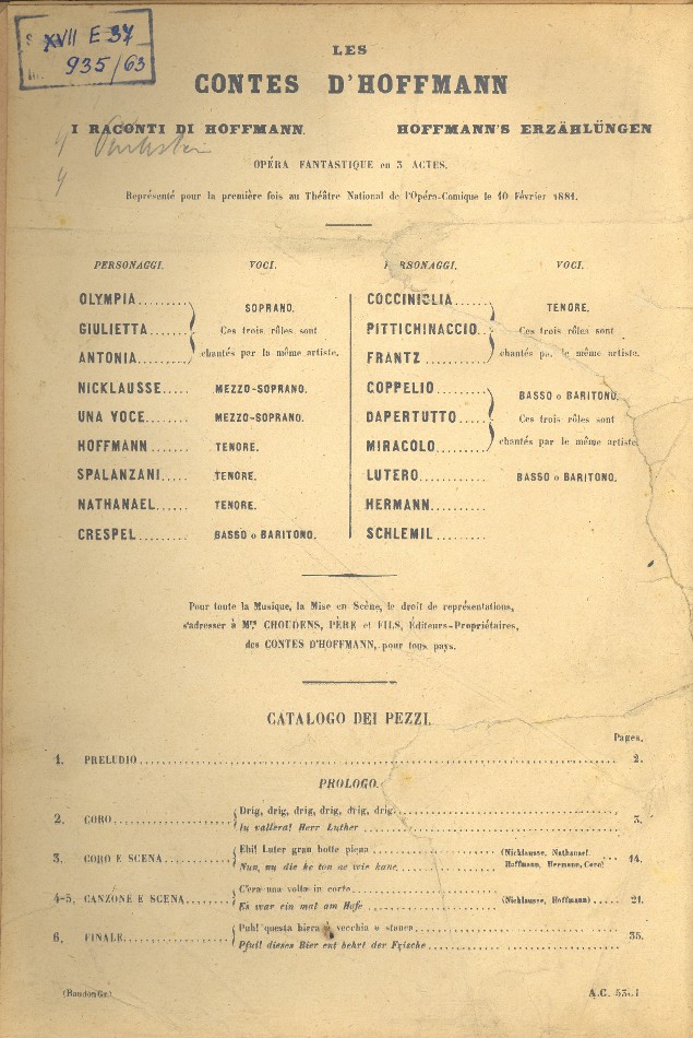 title page (inscriptions not by hand writting of Fibich)