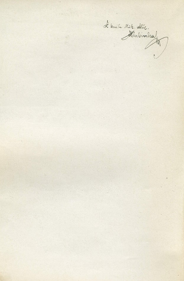 Inscripted: "Z knih Mik. Alše, Hlubinka" (One of the books of M.A., Hlubinka) R.Hlubinka, son-in-law of M.Aleš wrote this in the book to mark the owner of the book inscription