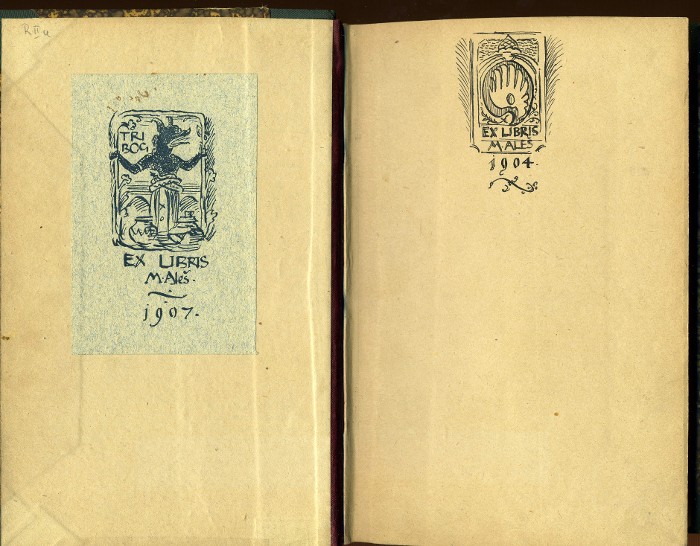 vlepené a ručně kreslené exlibris