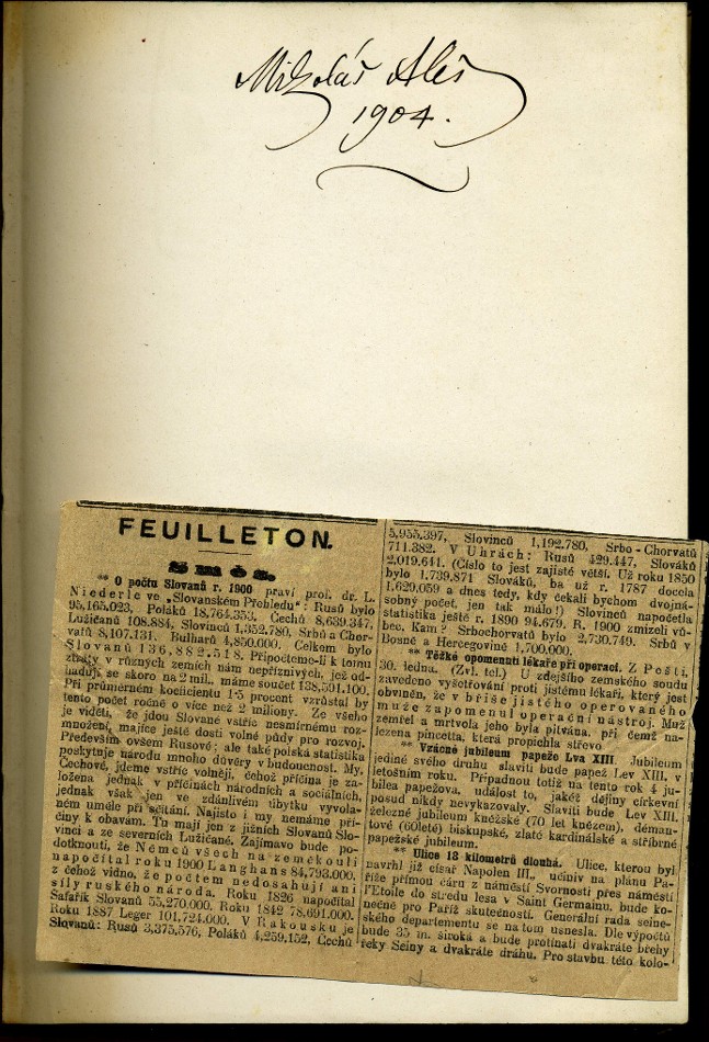 signature and inserted feuilleton