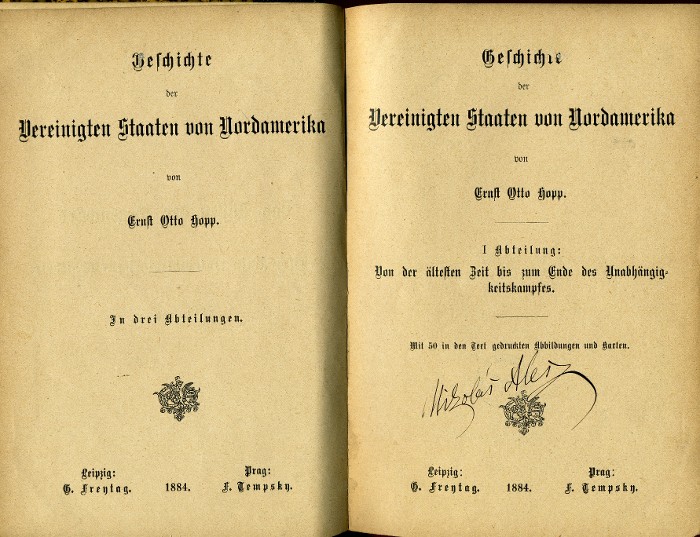 title page of the first part of the book with signature