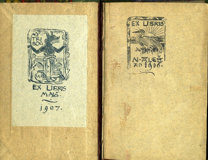 printed and hand drawing of ex-libris