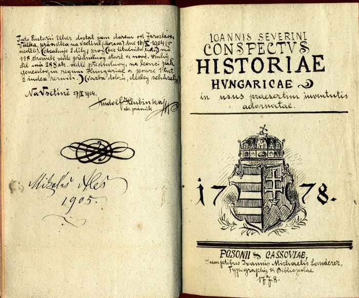 hand written title page with a heraldy made by M.Aleš