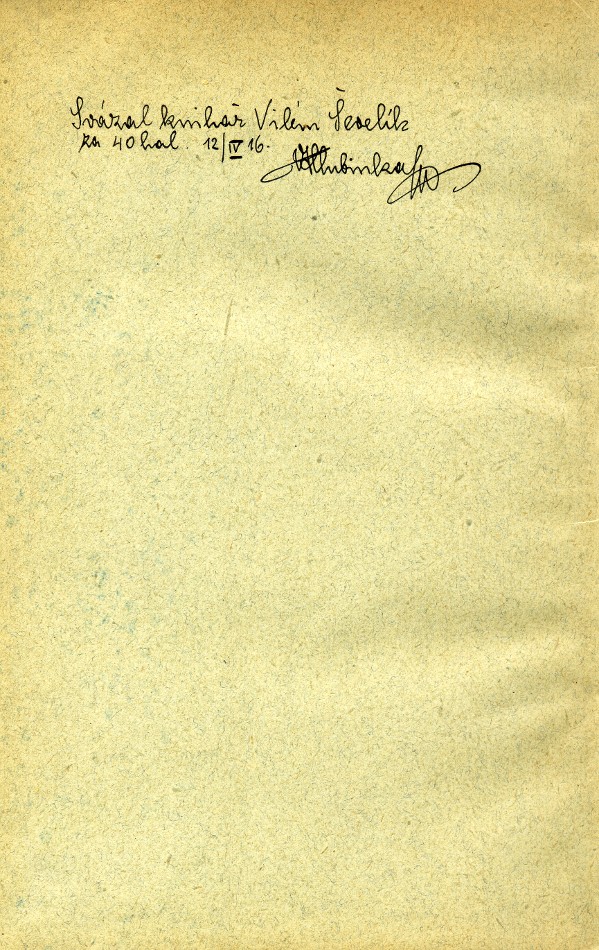 inscription about the fact, that the book was bounded after Aleš´s death