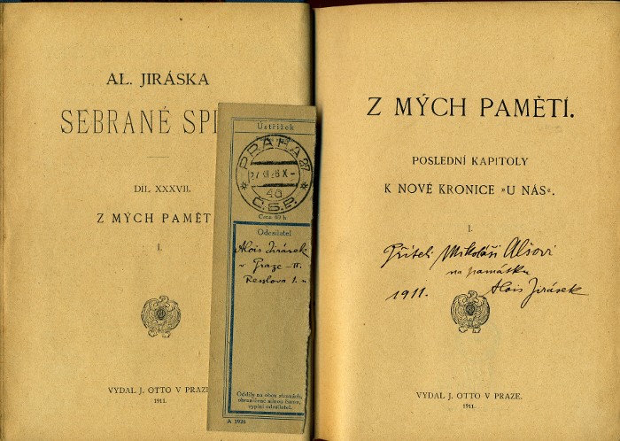 dedication and a little coupon with adress of the author