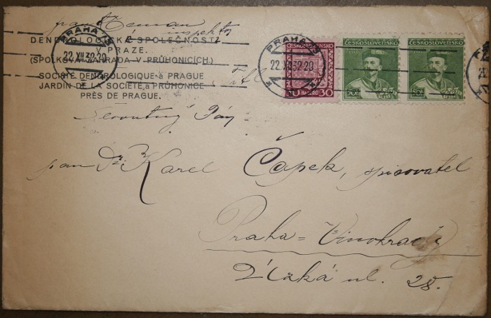 envelop of the letter of František Zeman