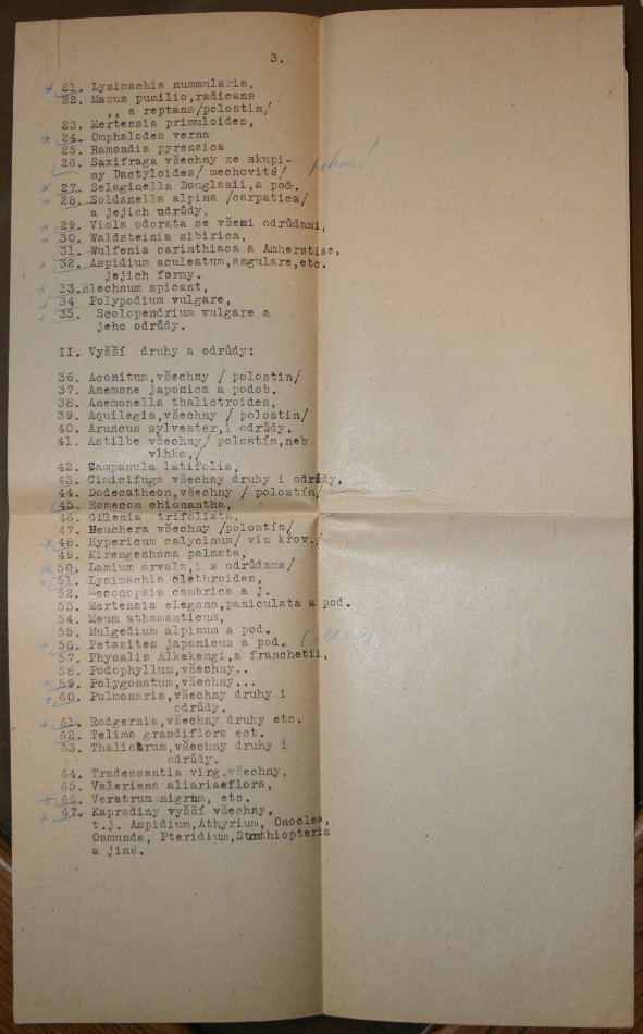 thirdt page of the list sent by F.Zeman to Čapek